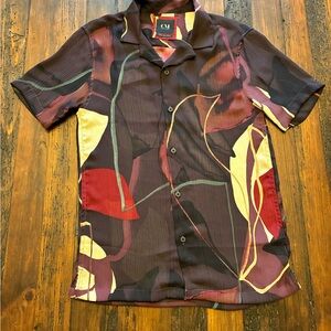 Men's Artistic Floral Button-Down Shirt